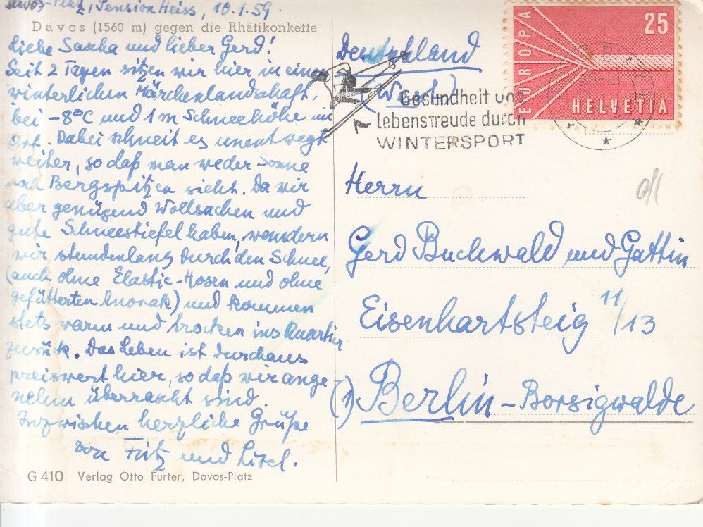 Cartoline postali: Davos 1959 – Usato da Bürglen TG venduto da StampGraf 1