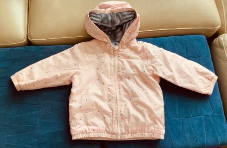Adorable veste rose coeurs dorés capuche Petit Bateau t.1 an