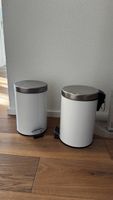 2 Abfalleimer, weiss Alu