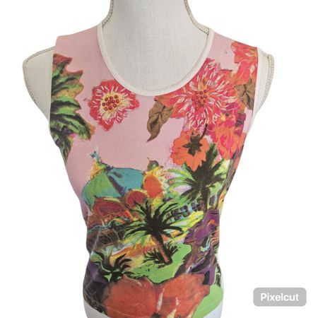 Tank Top im Y2K Stil mit tropischen Muster- 36