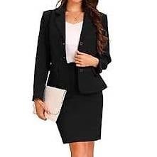 H&M Damen Kostümset (Jacke und Rock), Übergröße 34 Schwarz