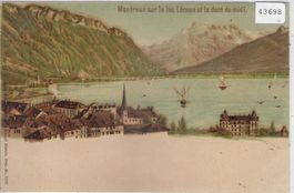 Montreux sur le lac Leman et la dent du midi - Litho
