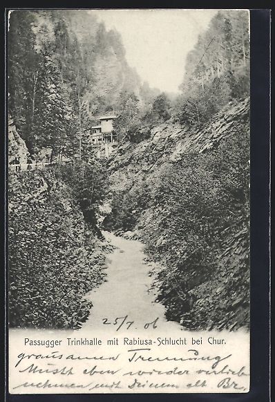 Cartoline postali: Chur, Passugger Trinkhalle mit Rabiusa-S – Usato da Berlin venduto da bartko-reher