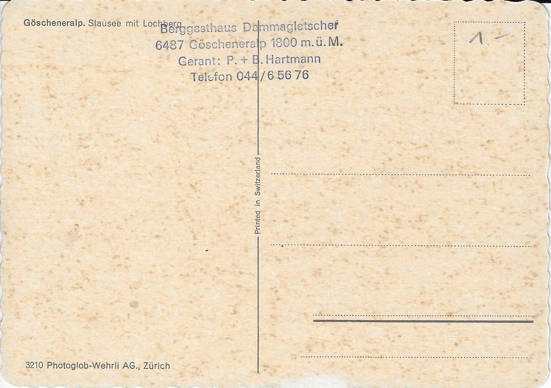 Ansichtskarten: Göscheneralp UR – Neu (gemäss Beschreibung) aus Rothrist von Stranglehold 1