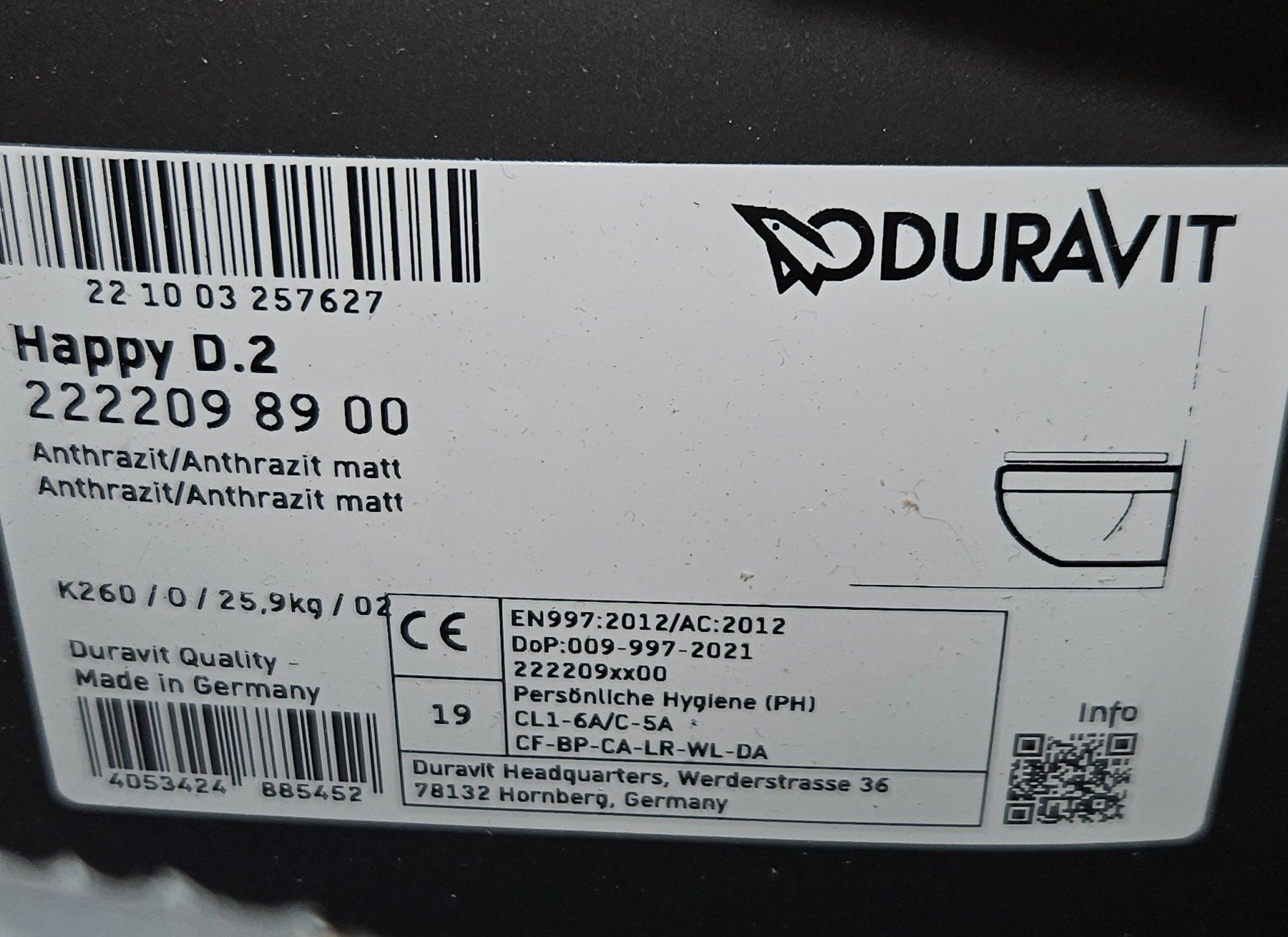 Duravit WC: Duravit Happy D2 Wand WC mit Deckel – Nuovo e nell'imballaggio originale da Ziefen venduto da Mach12 6