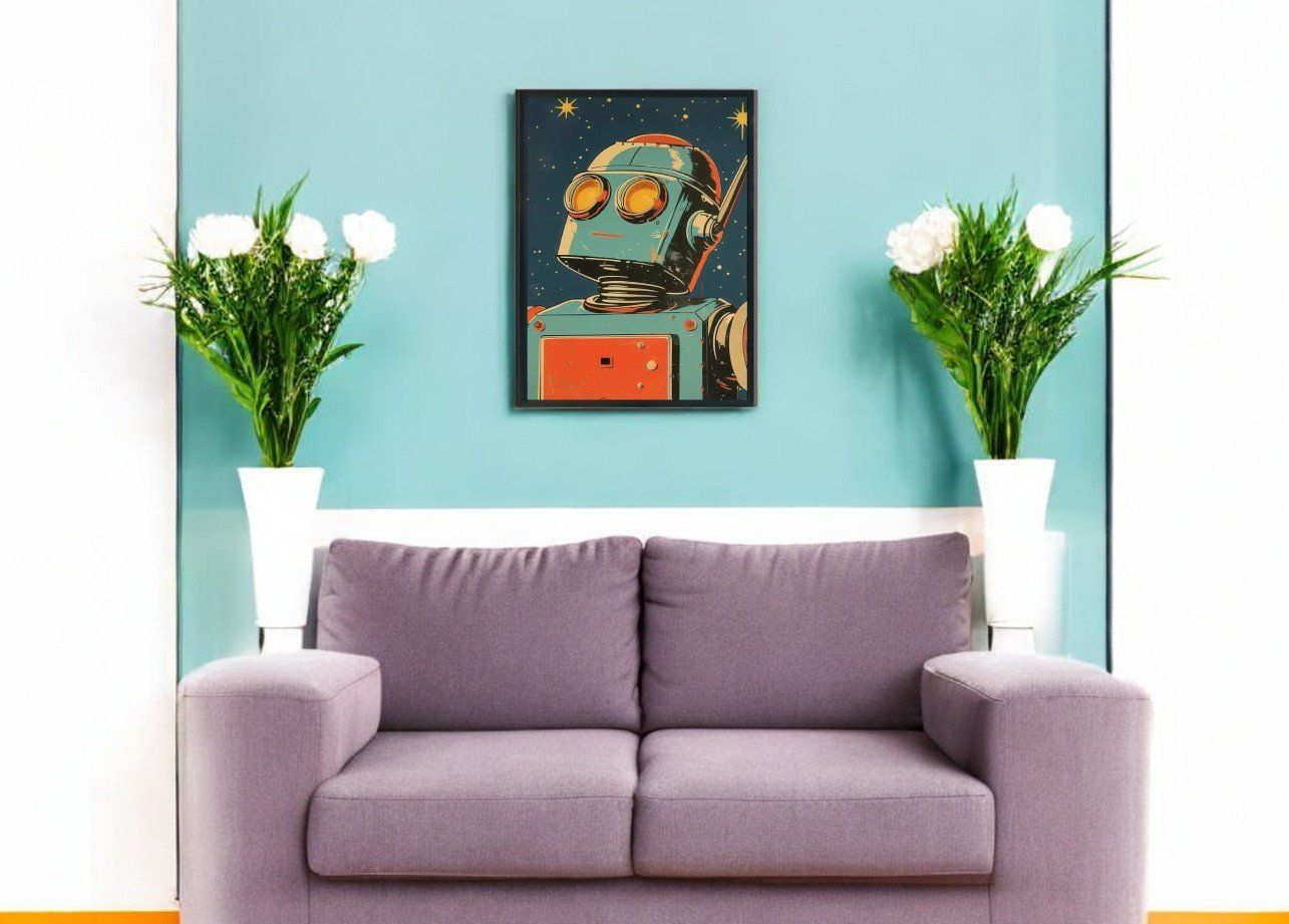 Foto & Immagini: Affiche Poster Robot Art Mid-Century Spatiale Rétro vintage – Nuovo e nell'imballaggio originale da Meyrin venduto da Nostalgica 1