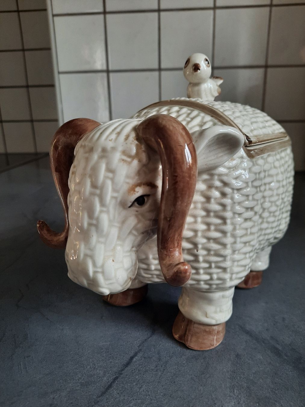 Statuette: CÉRAMIQUE,  BÉLIER avec COUVERCLE – Usato da Le Locle venduto da marylise01 1
