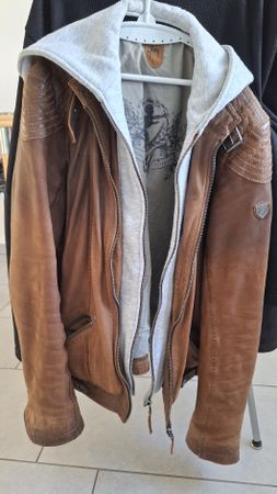 Lederjacke mit Kapuze braun Grösse XL Marke Gipsy