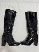 Chanel Black Patent Leather Boots, Size 36, Great Style!