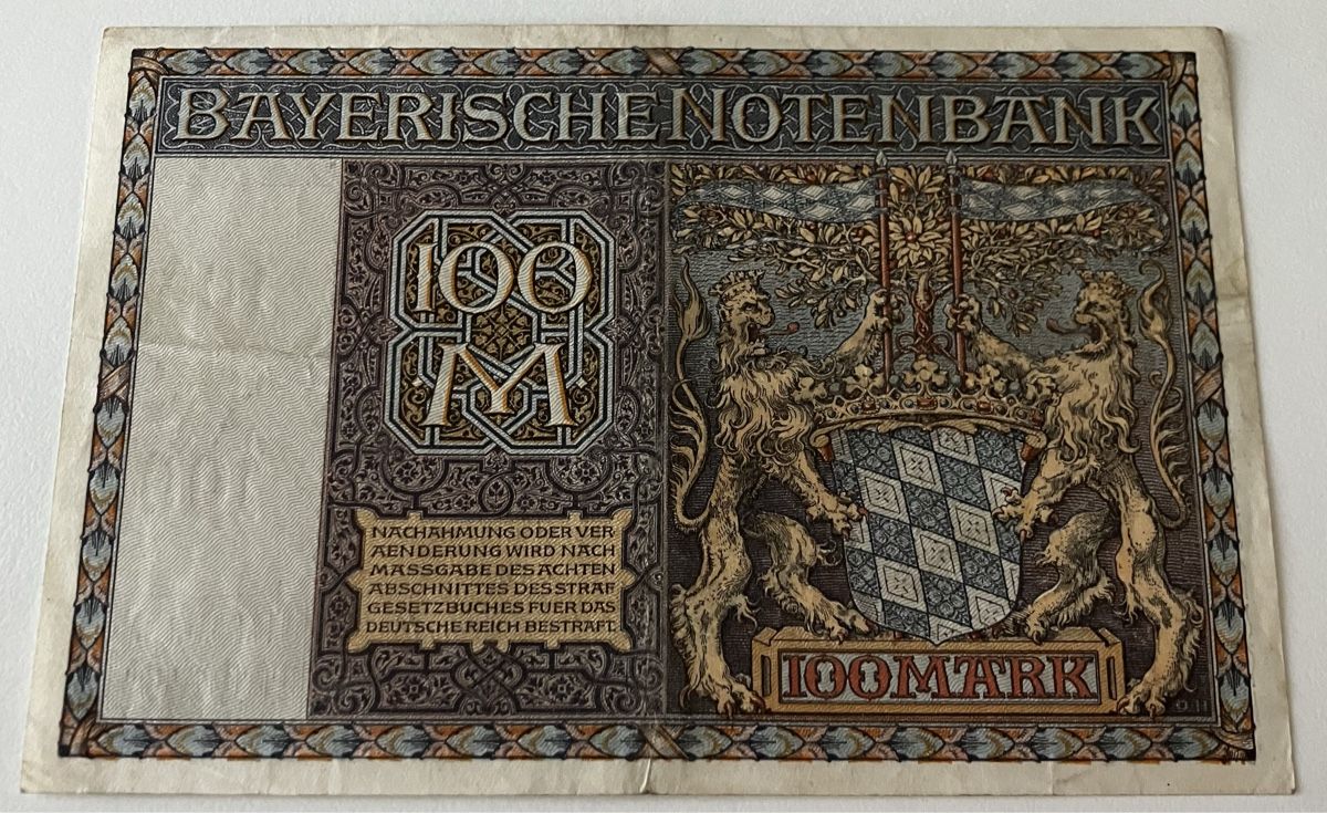 Banconote: Deutschland 100 Mark 1922 – Usato da Algetshausen venduto da Carrhard 1