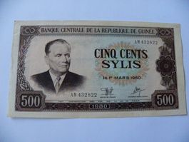Guinea 500 Sylis 1960, P-27, VF (Serie AM) TITO, Top Zustand
