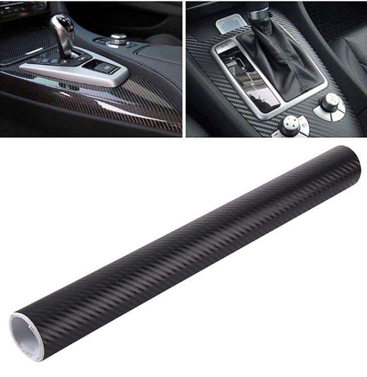 Carbon Folie 30x150cm 6D Schwarz - Selbstklebende Autofolie Aus Vinyl