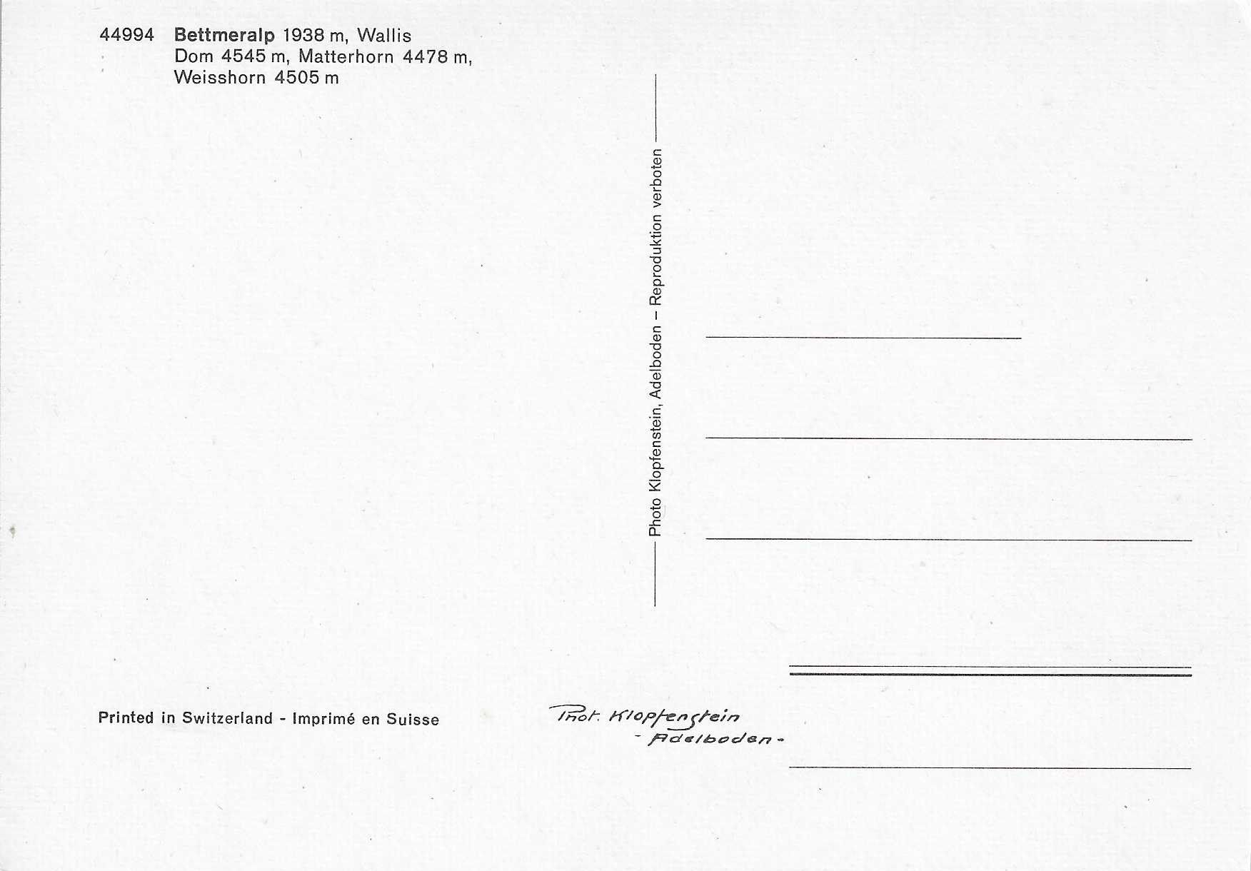 Cartoline postali: Bettmeralp VS – Nuovo (secondo la descrizione) da Rothrist venduto da Stranglehold 1