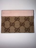 Porte-cartes Gucci beige et rose pâle