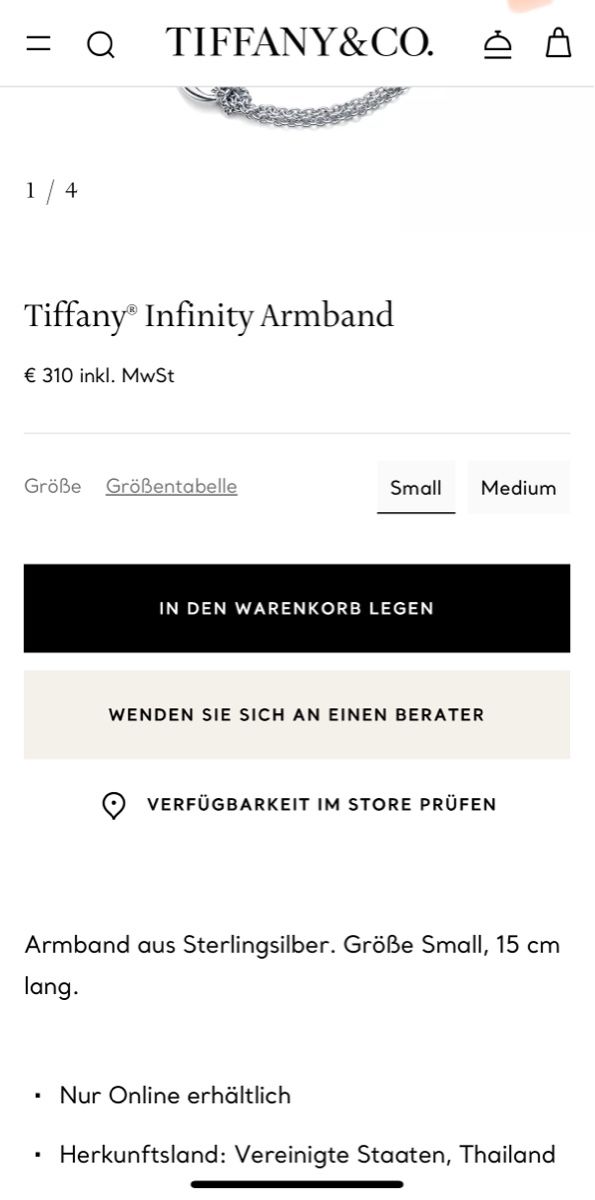 Tiffany & Co. Bracciali & Braccialetti: Tiffany Infinity Armband – Usato da Dietlikon venduto da Moncler2010 4