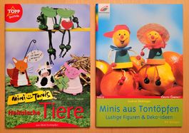 2 Bastelbücher Mini-Tonis Tiere & Figuren aus Tontöpfen