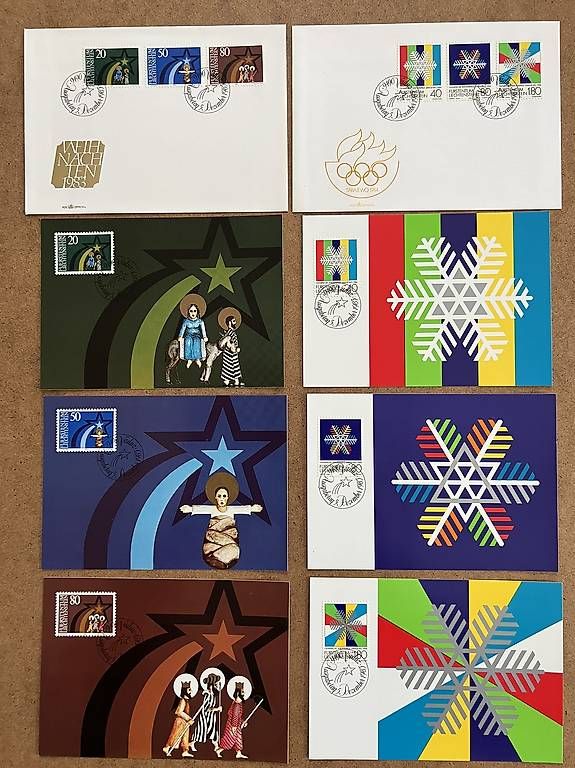 Tutti i francobolli: Ersttagsbriefe FDC Lichtenstein Dez. 1981 - März 1995 – Usato da Leuggern venduto da Maceio100 2