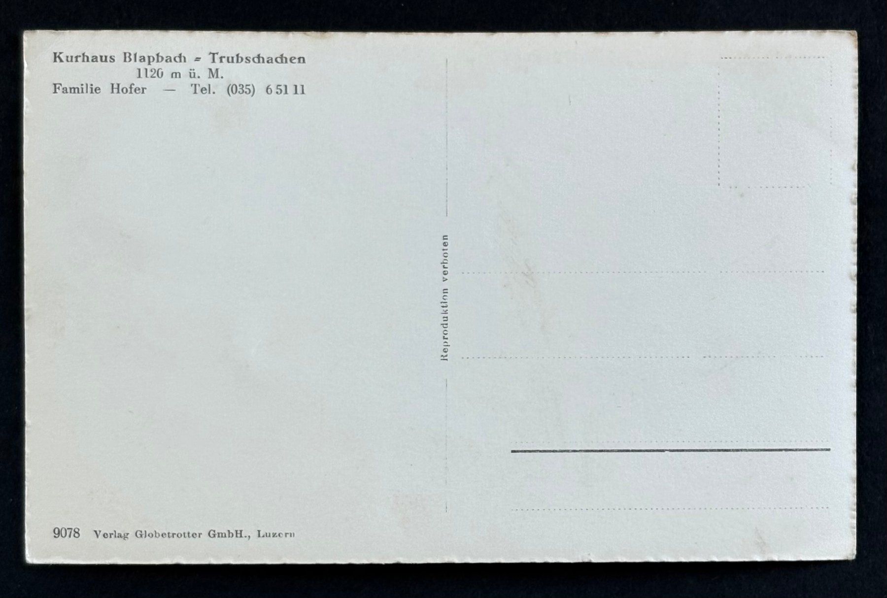 Cartoline postali: ANSICHTSKARTE KURHAUS BLAPBACH – Usato da Ostermundigen venduto da Wyatt-Earp 1