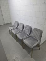 4 Stühle samt Bezug Samt grau Beine gold gebraucht