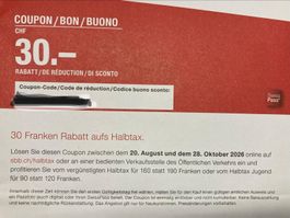 30 Fr. Rabatt auf Halbtax