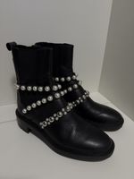 Zara Stiefel mit Perlen, Schwarz, Gr. 40, Top Zustand!