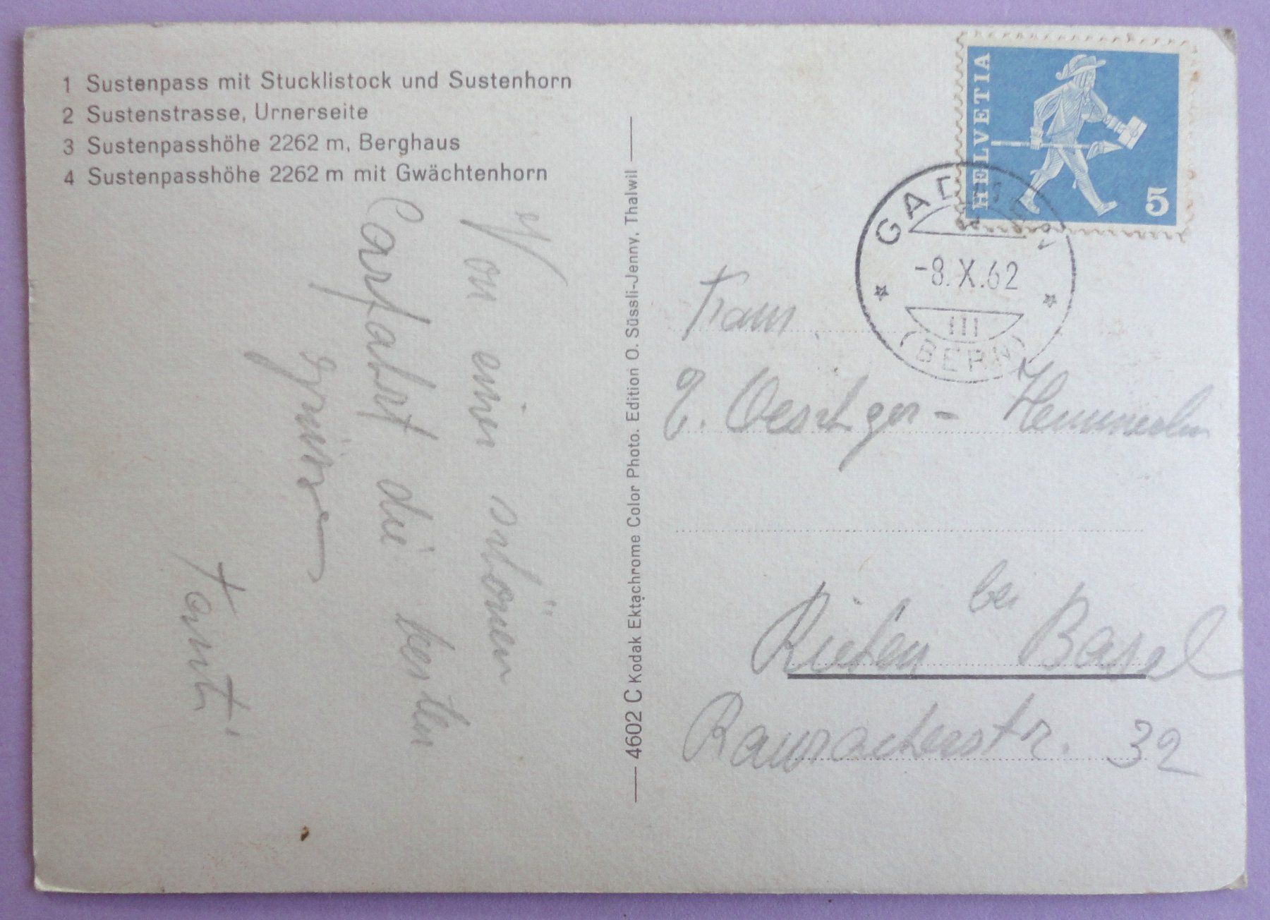 Cartoline postali: Susten-Pass – Usato da Fétigny venduto da Billy2miny 1