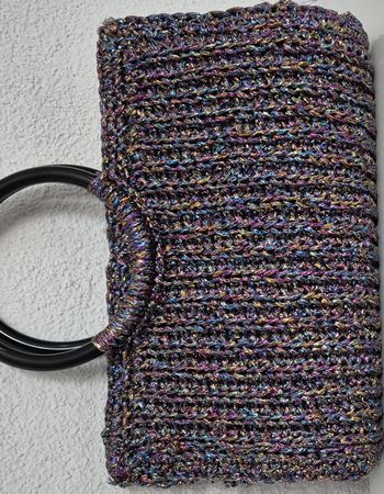 Handgemachte Tasche RAINBOW mit Glitzerfäden