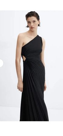 Abendkleid, asymmetrisch, Mango schwarz