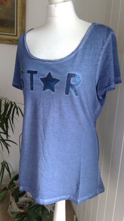 T-shirt bleu motif STAR en sequins, taille 40/42, coton