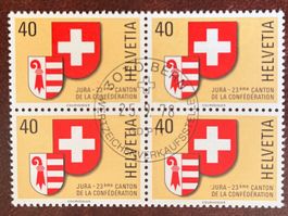 1978 Kanton Jura 4erblock ET-Stempel