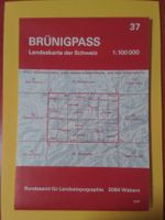 Landkarte der Schweiz Brünigpass mit Kilometernetz