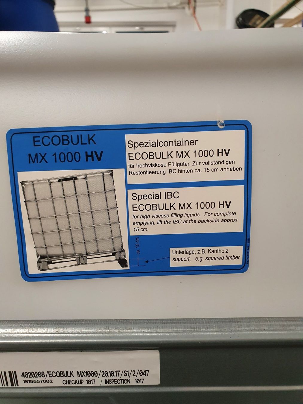 Contenitori edile: Ecobulk 1000 l Container / Tank - Lebensmittelecht – Usato da Brugg AG venduto da mattattam 1