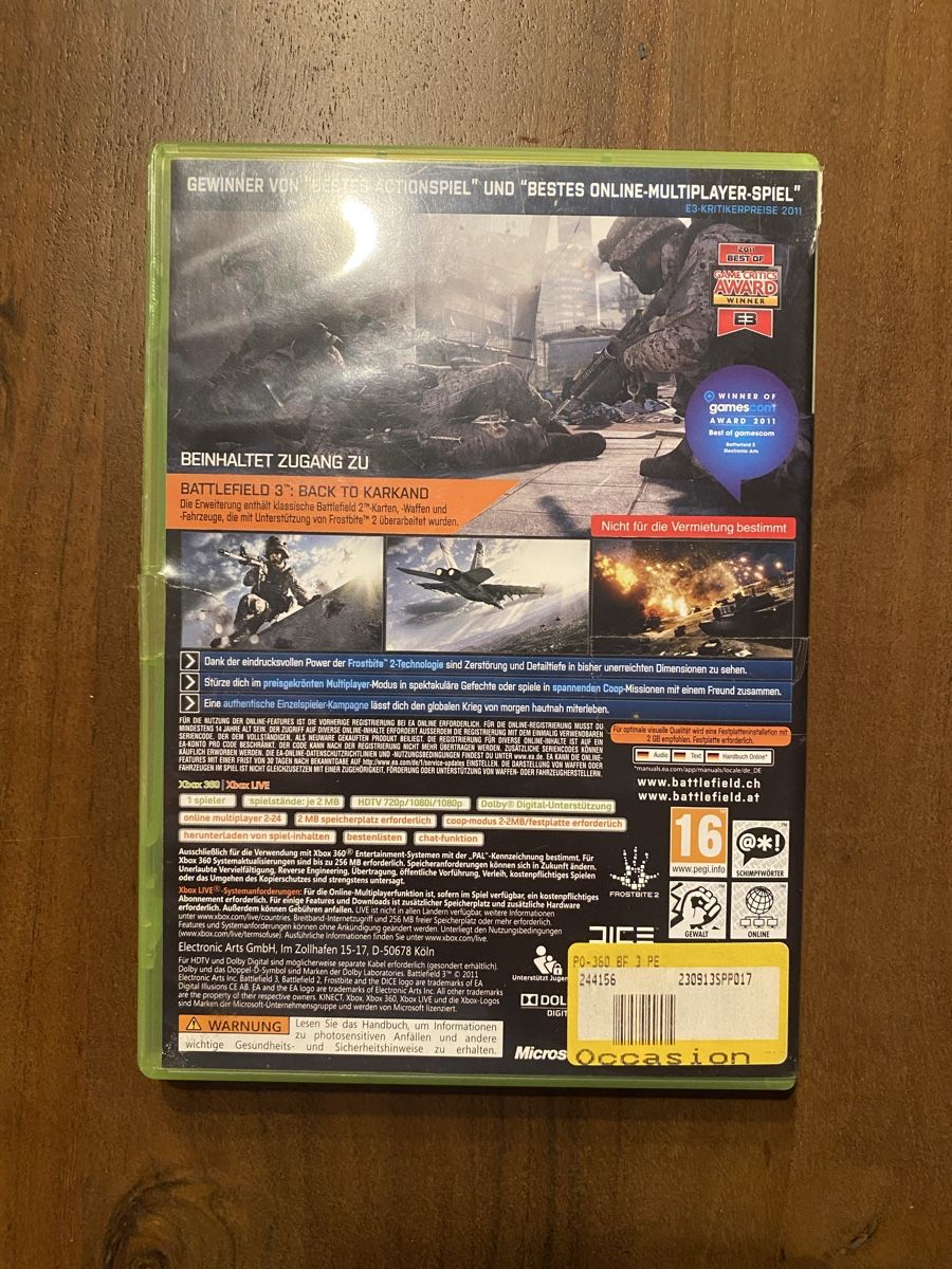 Microsoft Giochi: Battlefield 3 für Xbox 360 – Usato da Thunstetten venduto da Virus_33 3