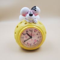 Petite horloge Diddl 90's jaune, fonctionne parfaitement