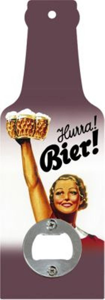 Apribottiglie & Tappi per chiusura: Metall-Flaschenöffner-HURRA BIER – Nuovo e nell'imballaggio originale da Rupperswil venduto da big-one-sale