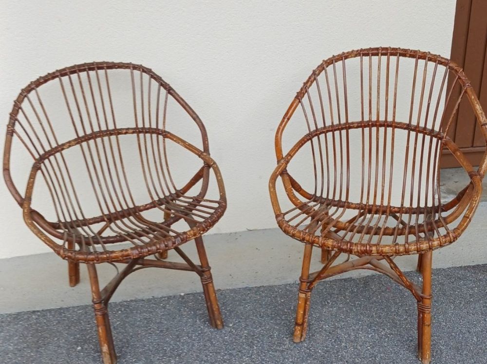 2 antike Rattanstühle, für Garten oder Balkon, top erhalten Acheter