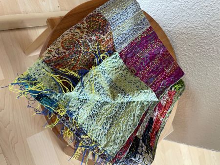 Wunderschönes Seidenfoular, evtl. aus alten Saris, Indien
