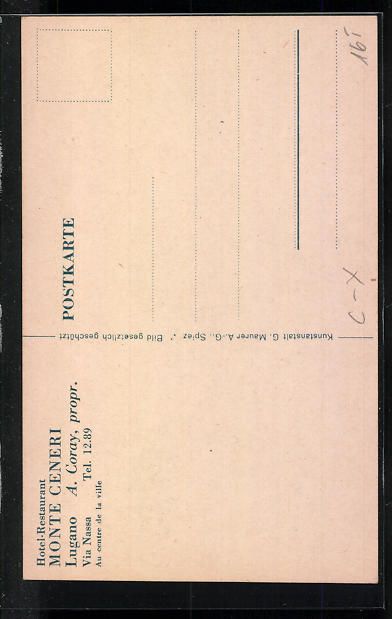 Ansichtskarten: Lugano, Hotel-Restaurant Monte Ceneri, V – Gebraucht aus Berlin von bartko-reher 1