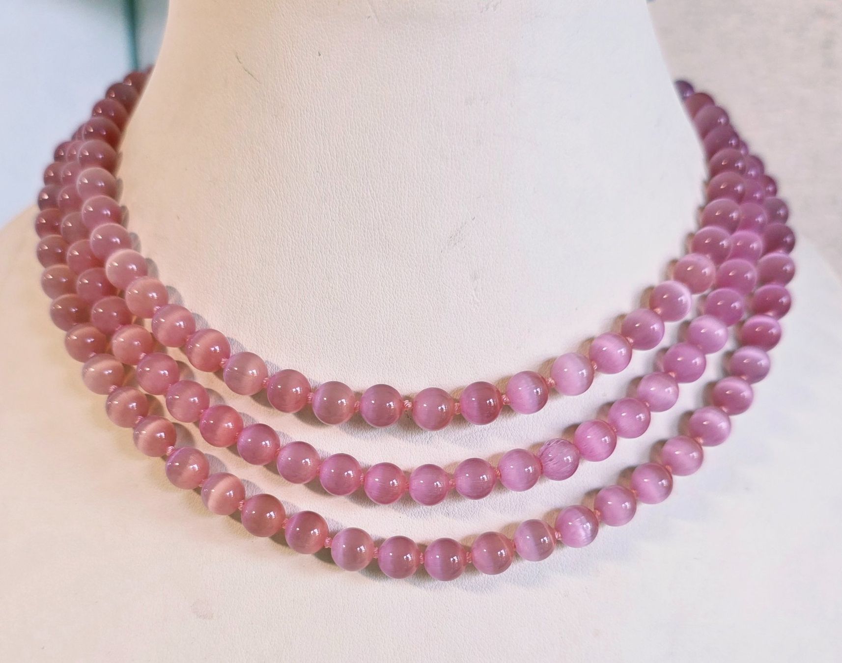 Catenine: Collier rose 3-reihig mit ovalem Cabochon, neu – Nuovo (secondo la descrizione) da Zürich venduto da benedikt12 7