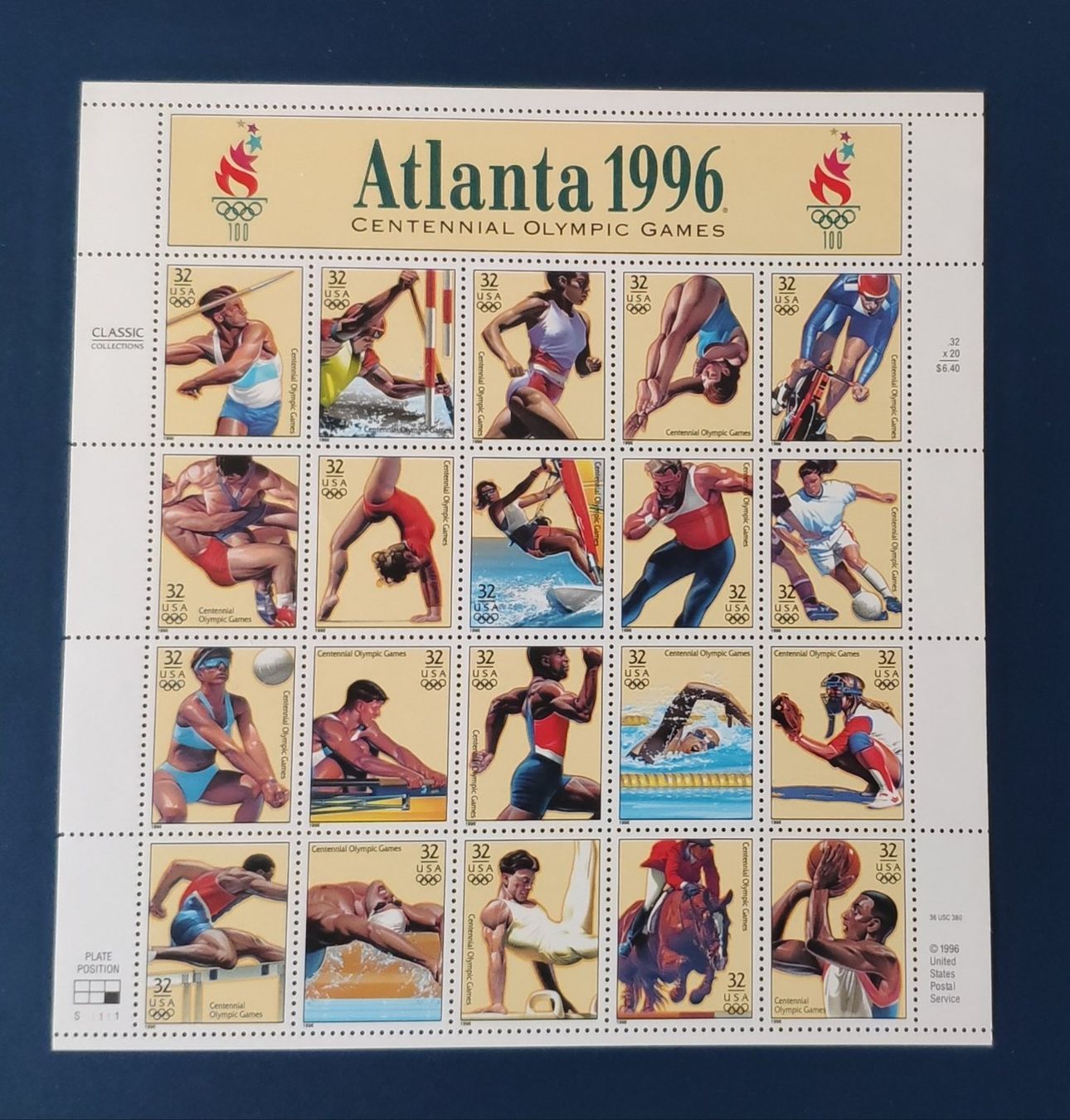 Tutti i francobolli: Olympic Atlanta 1996 / USA Block Postfrisch – Usato da Volketswil venduto da Spacepanda