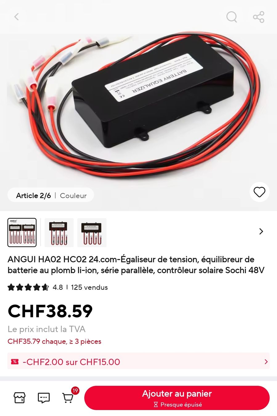 Caricatori & Batterie: égaliseur batterie 2.4 V à 12v pour 4 éléments – Usato da Sion venduto da Sam-stress
