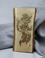 Unkonventionelles Holz Bild, Wolf und Blume, Handarbeit