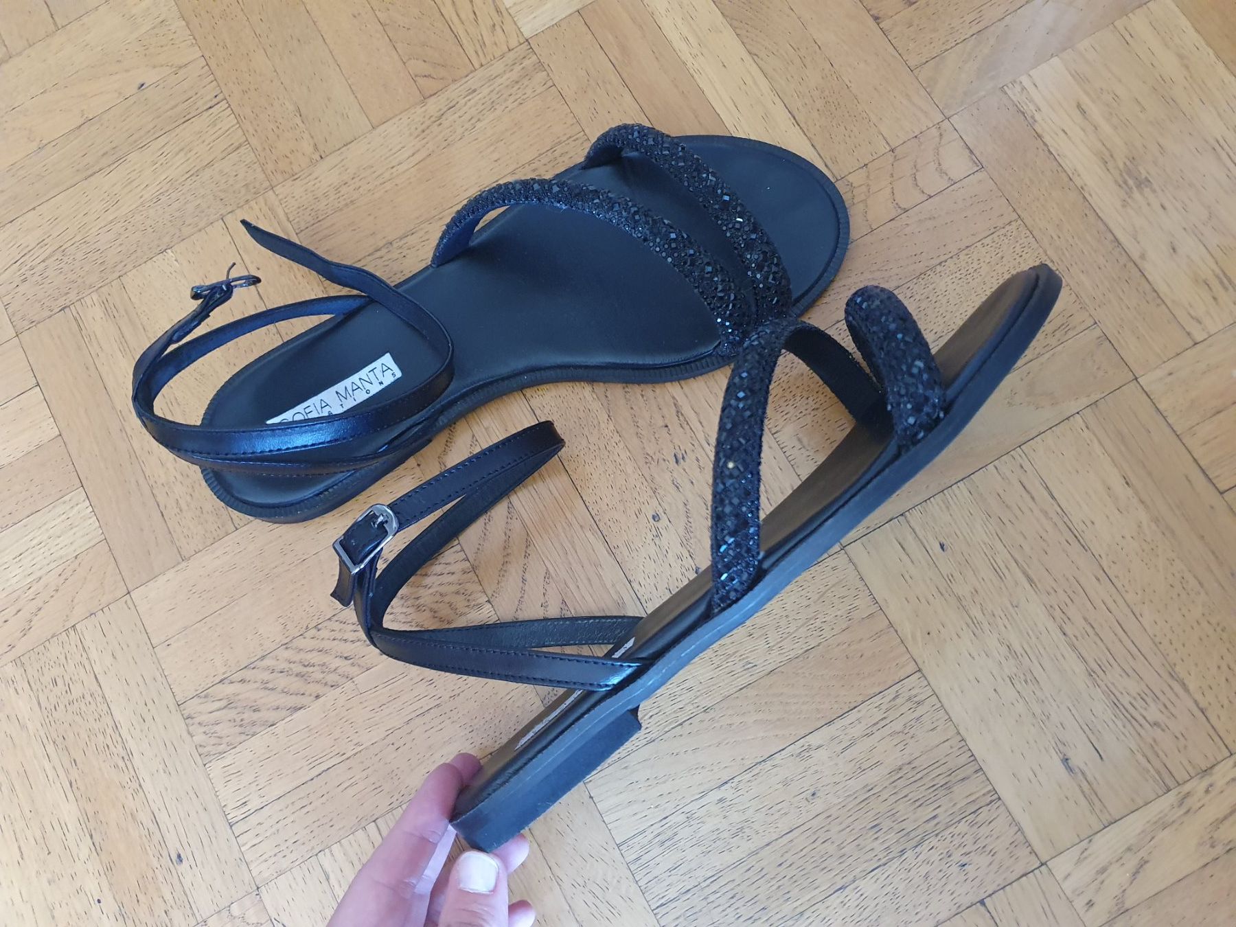Scarpe da donna: Sandalen, schwarz mit Glitzer Gr. 38 – Nuovo (secondo la descrizione) da Genève venduto da sve_kk28 2