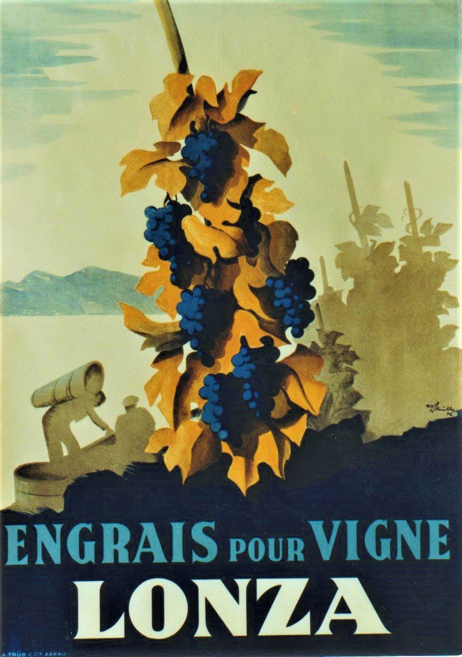 Poster & Bilder: LONZA ENGRAIS VIGNE 1935 - Affiche originale – Gebraucht aus Blonay von postercollection