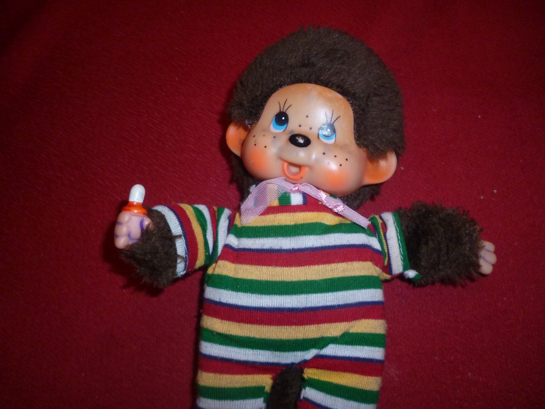 Monchhichi Puppen: Monchichi Äffchen mit Nuggi, bunt gestreift,VINTAGE!!! – Gebraucht aus Volketswil von nemo2000 2