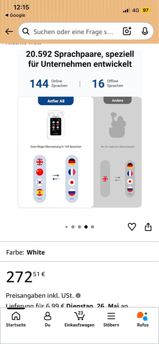 Cuffie: ANFIER A8 Translator Earbuds - Chat GPT Enabled! – Nuovo (secondo la descrizione) da Belp venduto da Seltschuq 1