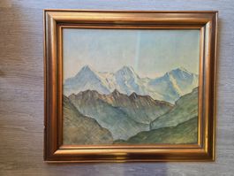 Bild signiert Louis Dürr - toller Rahmen Berner Alpen