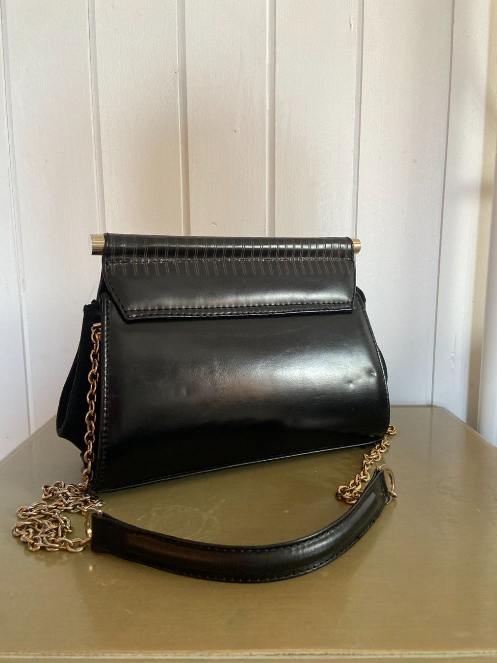 Taschen für Damen: Schwarze Leder Handtasche / Umhängetasche – Gebraucht aus Jonen von Lux.K. 1
