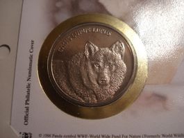 Schöne Tiermedaille "Eurasischer Wolf" 2015, WWF, Bulgarien