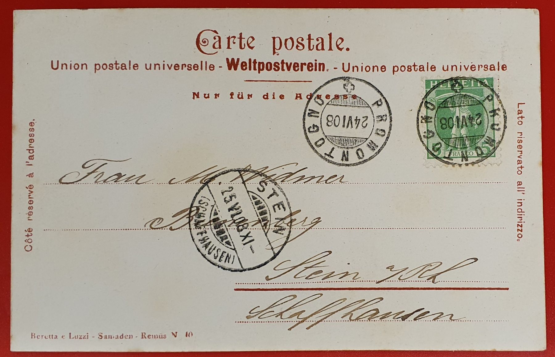 Ansichtskarten: Vicosoprano 1908 - Hotel Krone – Gebraucht aus Kreuzlingen von Rschweiz1 1